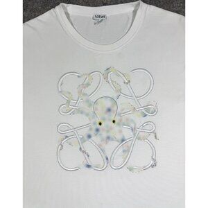 LOEWE x Suna Fujita Anagram Embroidered Logo Octopus T-Shirt Size XL White